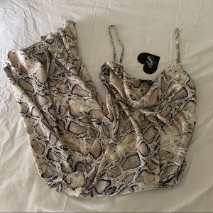Snake print cowl maxi dress